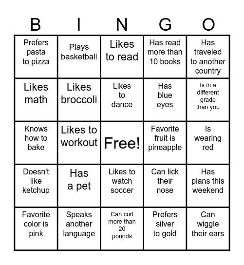 Get to Know You Bingo Card