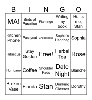 Golden Girls Trivia Bingo Card