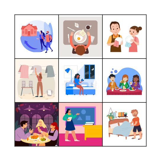 Routines and chores Bingo Card