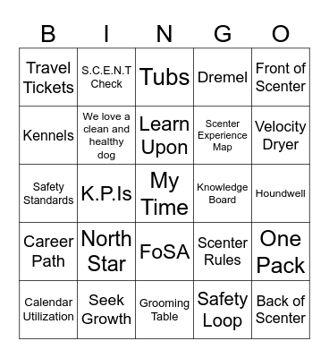Scenthound Training Bingo Card