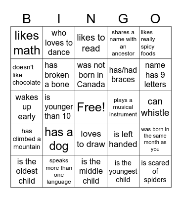 Find a "Merta" who.... Bingo Card