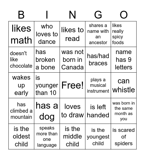 Find a "Merta" who.... Bingo Card