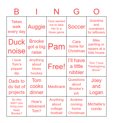 Thanksgiving Bingo Card