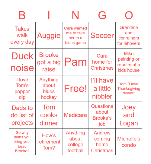 Thanksgiving Bingo Card