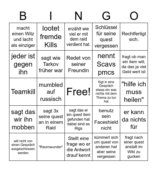 zecke bingo Card