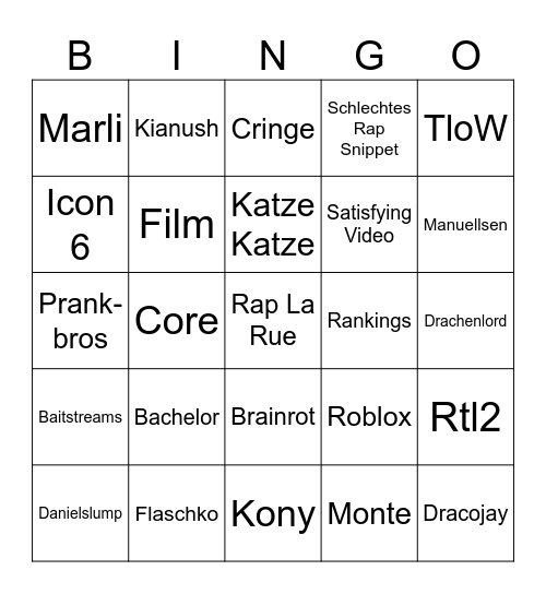 TIKTOK BINGO Card