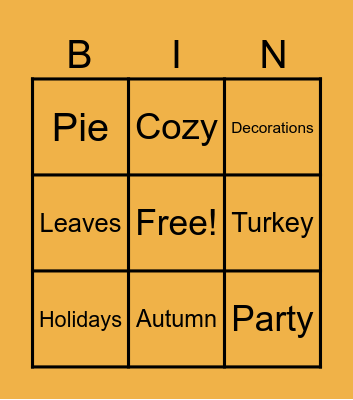 Thanksgiving Bingo Card