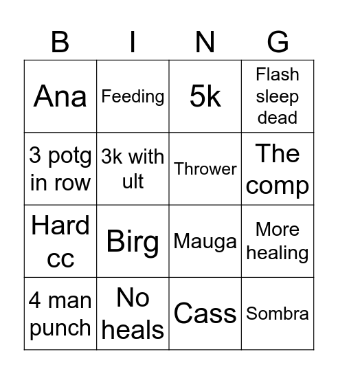Doomfist Bingo Card