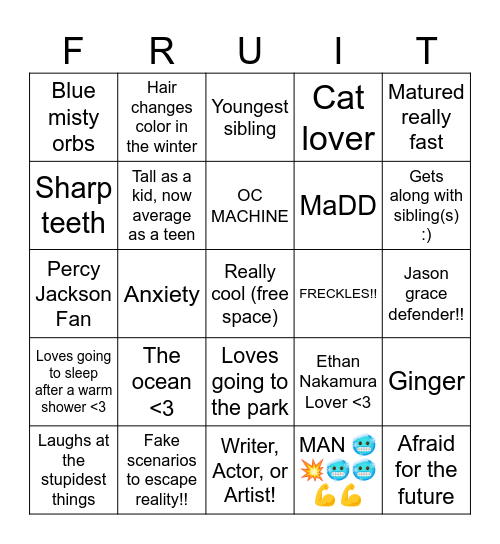 me bingo Card