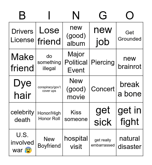 2025 Bingo Card