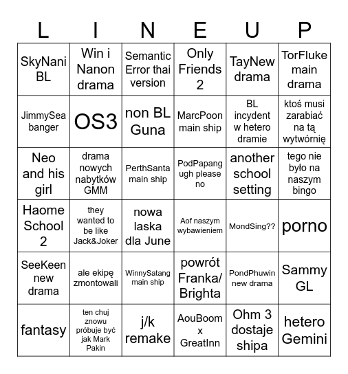 GMM 2025 LINEUP Bingo Card