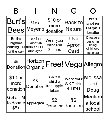 Whole Kids Bingo Card