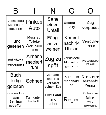 Louisa fährt Zug Bingo Card