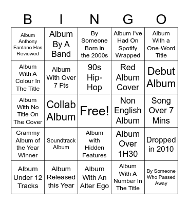 Spotify Bingo Card