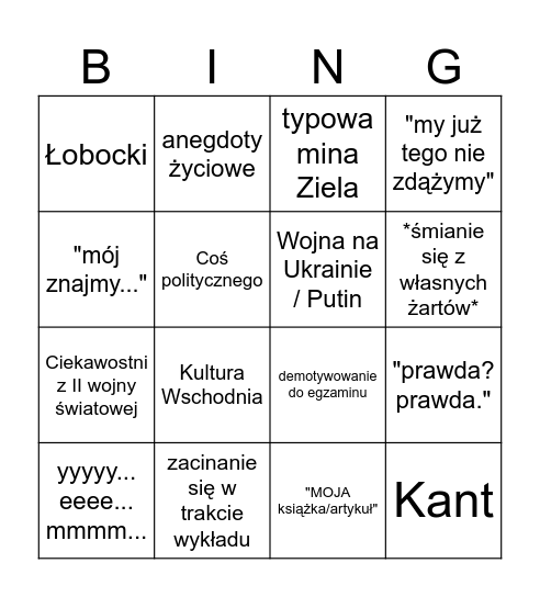 Zielu Bingo Card