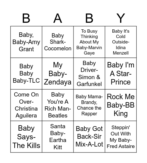 Baby Bingo Card