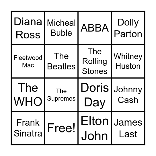 Music bingo 🎵 Bingo Card