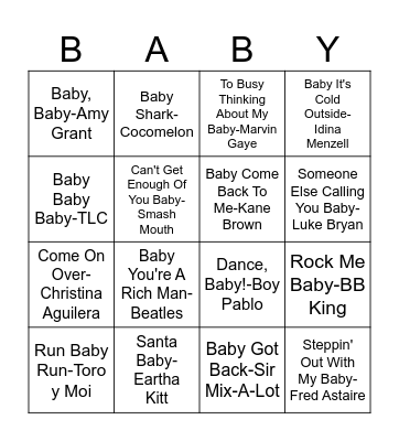 Baby Bingo Card