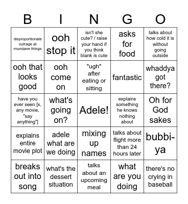 Peepa Bingo 2024 Bingo Card