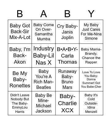 Baby Bingo Card