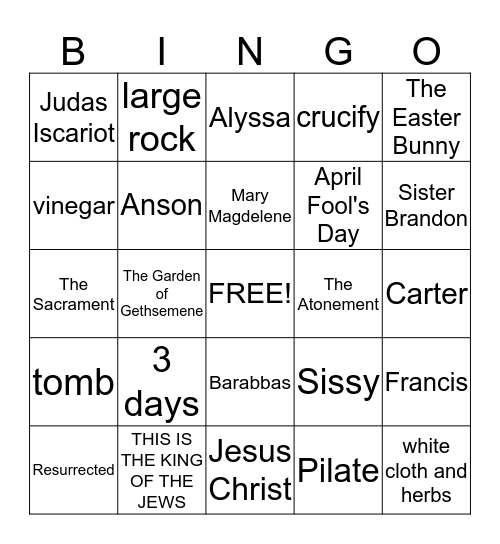 Happy Easter! Bingo Card