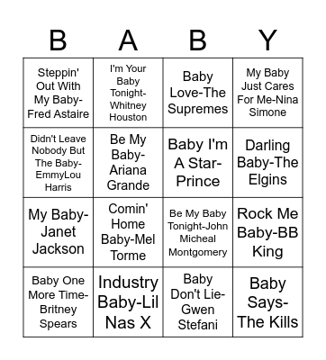 Baby Bingo Card