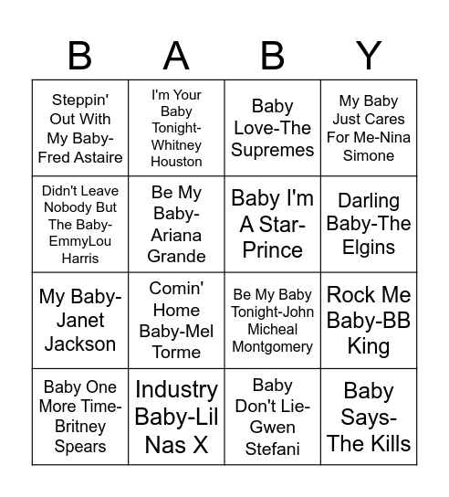 Baby Bingo Card