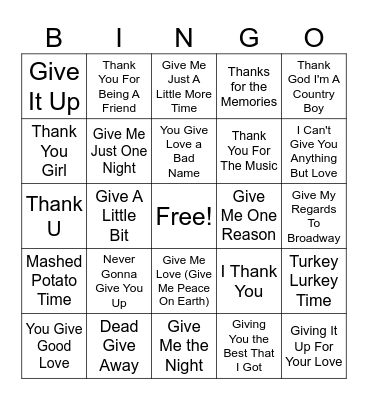 Thanksgiving Bingo Card