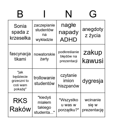 Krzychu Bingo Card