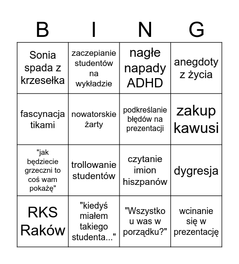 Krzychu Bingo Card