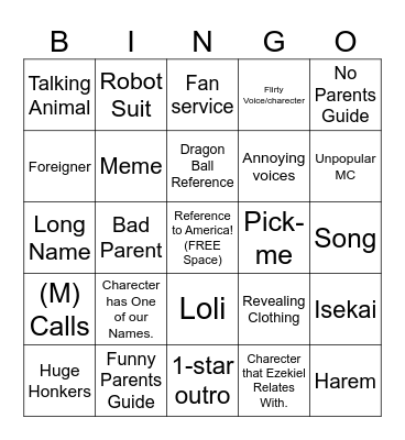 OurAnimeBingo.com Bingo Card