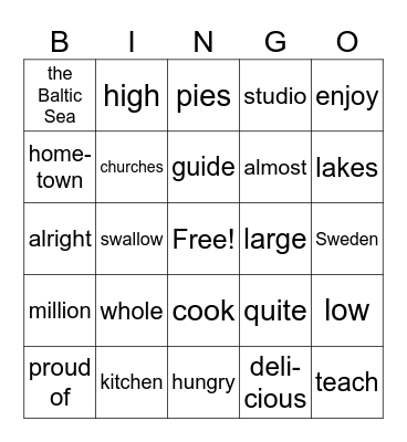 3a Lesson 17-20 Bingo Card