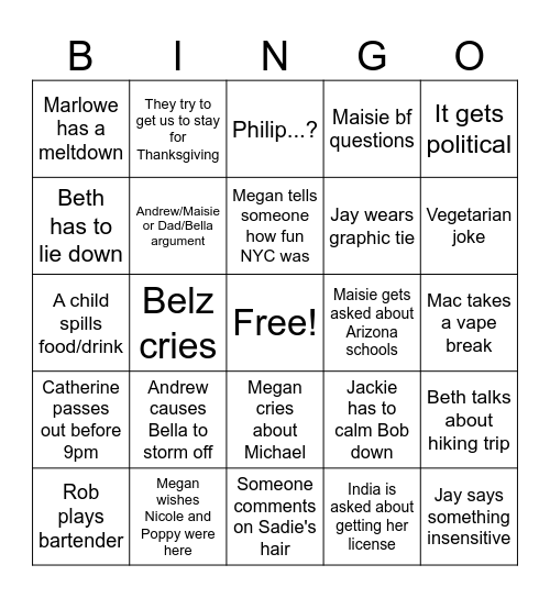 Wedding Bingo Card