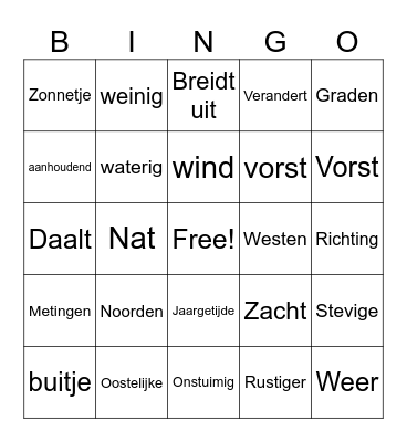 weer in december Bingo Card