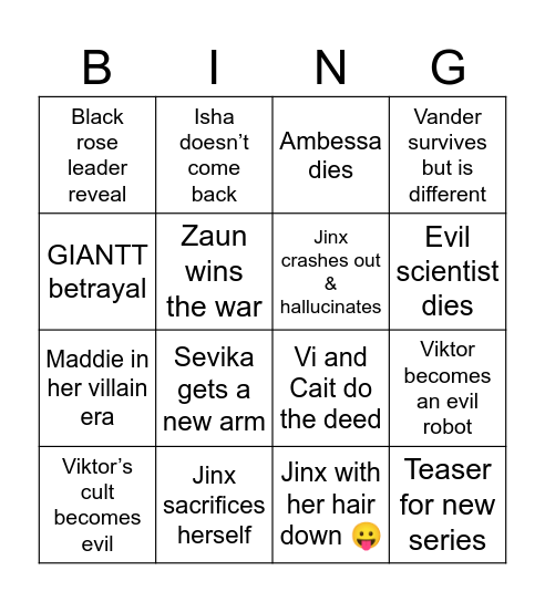 Arcane Predictions Bingo Card