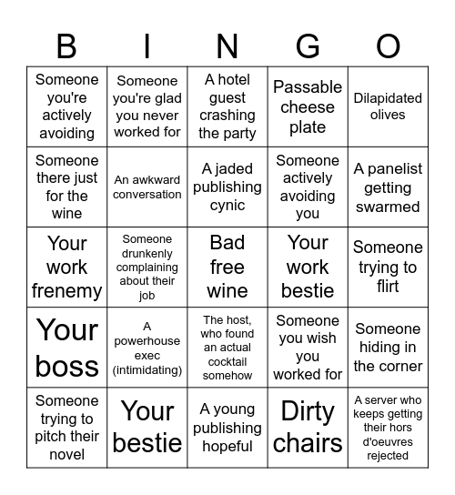 Publishing Event Bingo Card