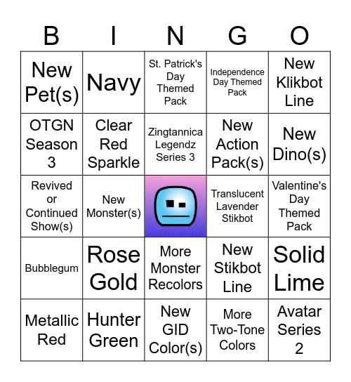 Stikbot Content in 2025 Bingo Card