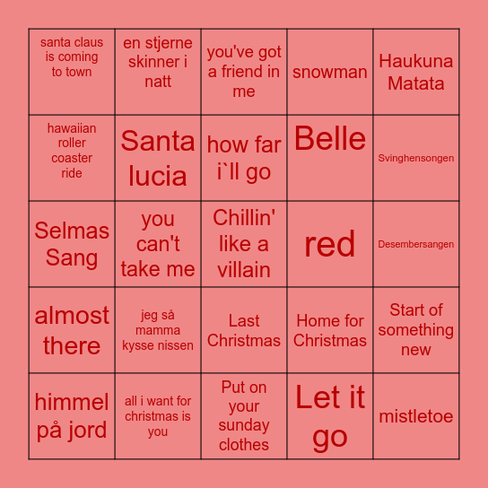 jule og disney bingo 2024 Bingo Card