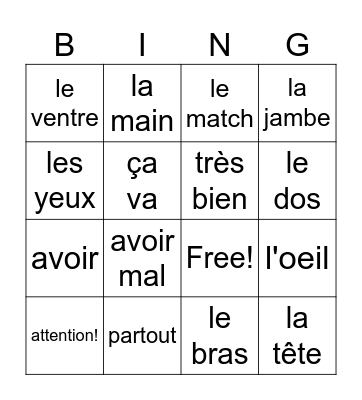 planète sport Bingo Card