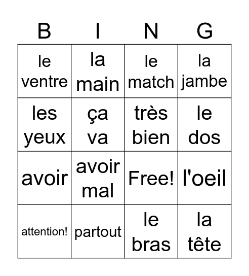 planète sport Bingo Card