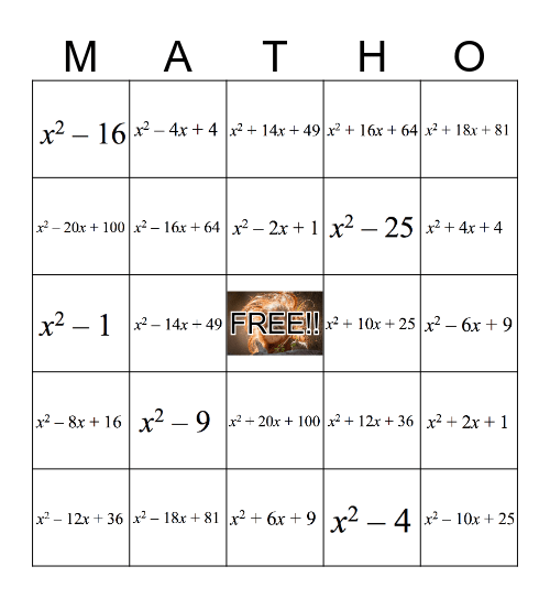 BINOMIAL EXPANSION MATH-0! Bingo Card