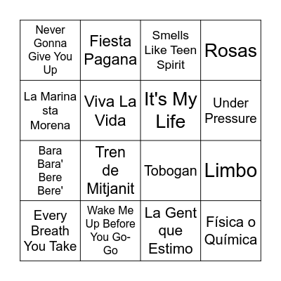 Bingo musical Bingo Card