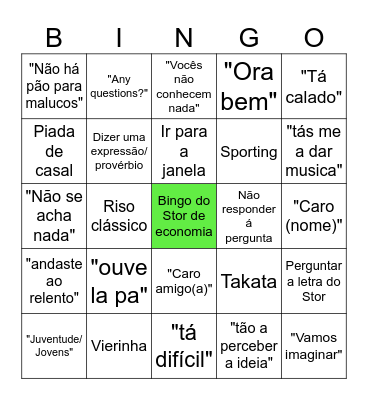 Bingo do stor de economia Bingo Card