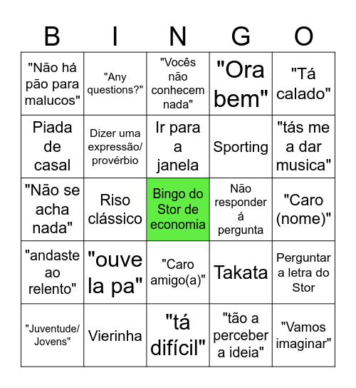 Bingo do stor de economia Bingo Card