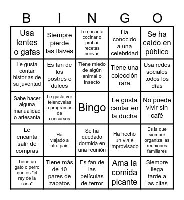 El bingo de la vida Bingo Card