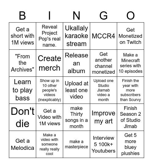 Joel Lamb 2025 Bingo Card Bingo Card