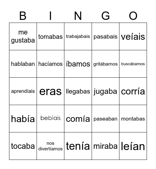 Así era antes Bingo Card