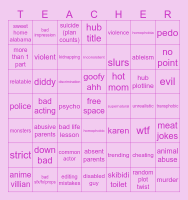 skibidi Bingo Card