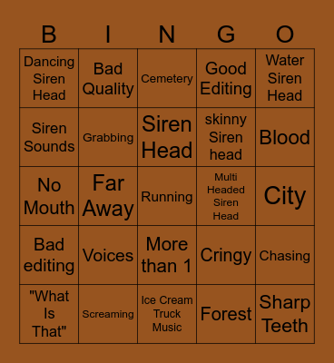 Siren Head Bingo Card