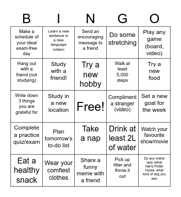 CSA December BINGO Card